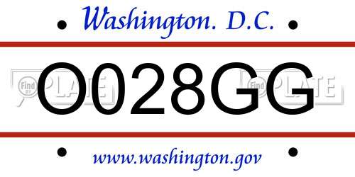 O028GG District Of Columbia License Plate