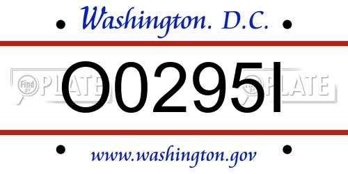 O0295I District Of Columbia License Plate