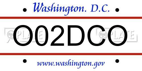 O02DCO District Of Columbia License Plate
