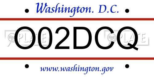 O02DCQ District Of Columbia License Plate