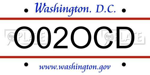 O02OCD District Of Columbia License Plate