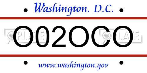 O02OCO District Of Columbia License Plate