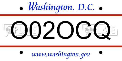O02OCQ District Of Columbia License Plate