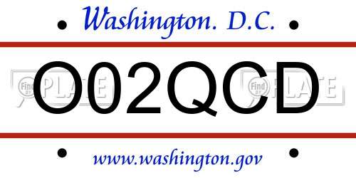 O02QCD District Of Columbia License Plate