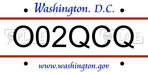 O02QCQ District Of Columbia License Plate