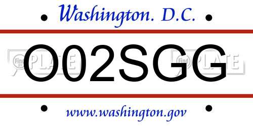 O02SGG District Of Columbia License Plate