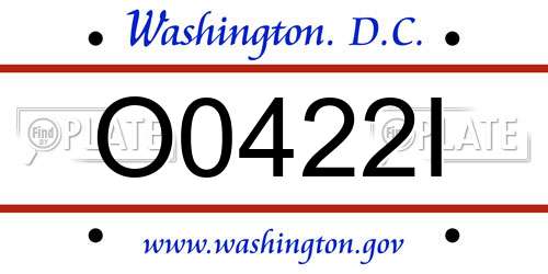 O0422I District Of Columbia License Plate