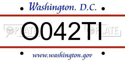 O042TI District Of Columbia License Plate