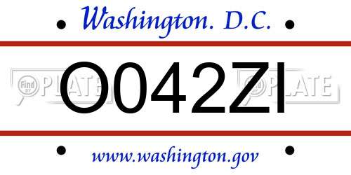 O042ZI District Of Columbia License Plate