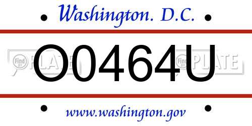 O0464U District Of Columbia License Plate