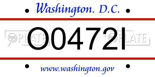 O0472I District Of Columbia License Plate