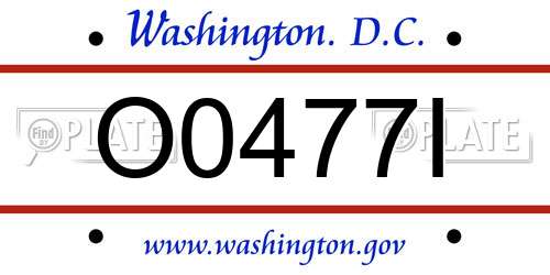 O0477I District Of Columbia License Plate