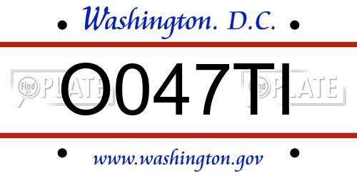 O047TI District Of Columbia License Plate