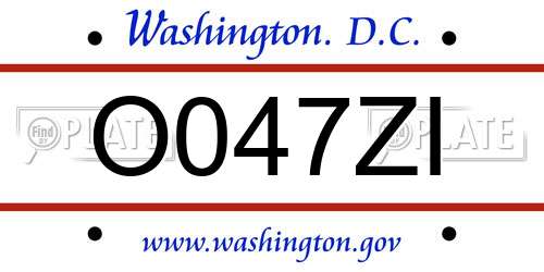 O047ZI District Of Columbia License Plate