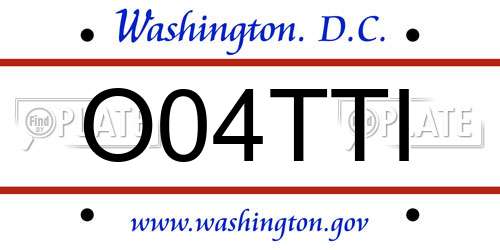 O04TTI District Of Columbia License Plate