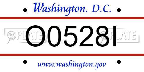 O0528I District Of Columbia License Plate