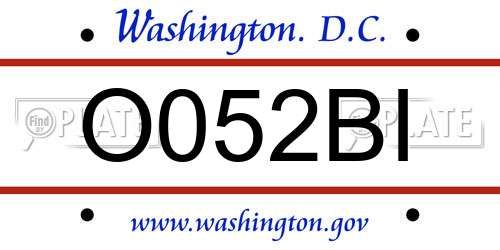 O052BI District Of Columbia License Plate
