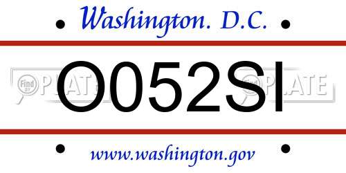 O052SI District Of Columbia License Plate