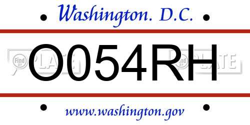 O054RH District Of Columbia License Plate
