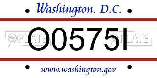 O0575I District Of Columbia License Plate