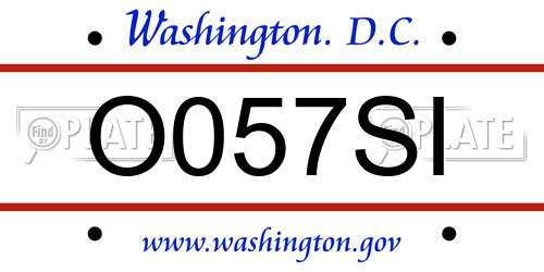 O057SI District Of Columbia License Plate