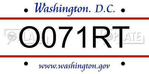O071RT District Of Columbia License Plate