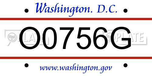 O0756G District Of Columbia License Plate