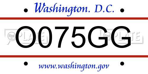 O075GG District Of Columbia License Plate