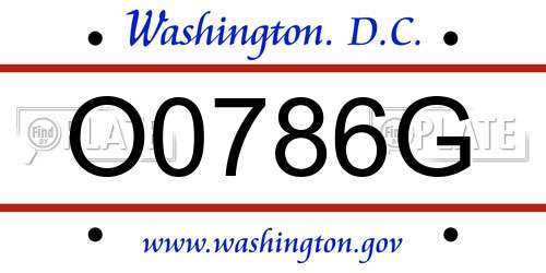 O0786G District Of Columbia License Plate