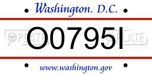 O0795I District Of Columbia License Plate