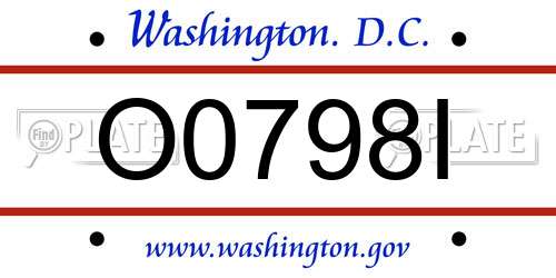 O0798I District Of Columbia License Plate