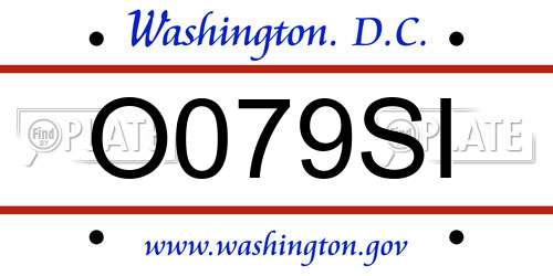O079SI District Of Columbia License Plate
