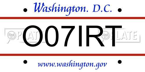O07IRT District Of Columbia License Plate