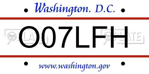 O07LFH District Of Columbia License Plate