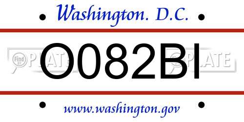 O082BI District Of Columbia License Plate