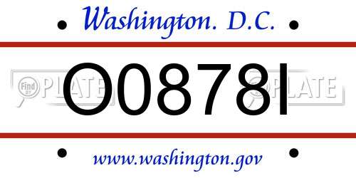 O0878I District Of Columbia License Plate