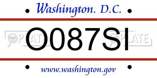 O087SI District Of Columbia License Plate