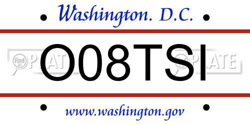 O08TSI District Of Columbia License Plate