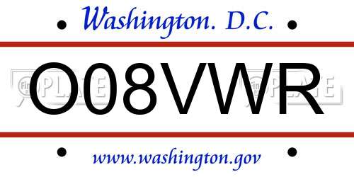O08VWR District Of Columbia License Plate