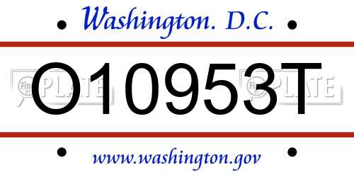 O10953T District Of Columbia License Plate