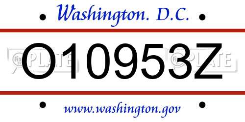 O10953Z District Of Columbia License Plate