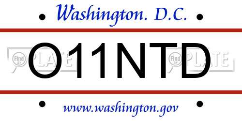 O11NTD District Of Columbia License Plate