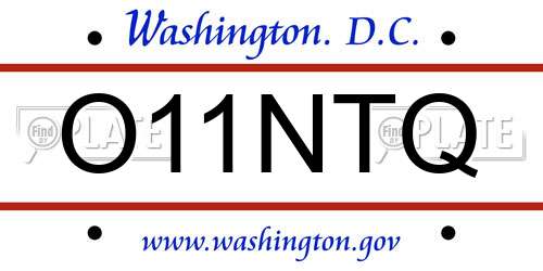 O11NTQ District Of Columbia License Plate