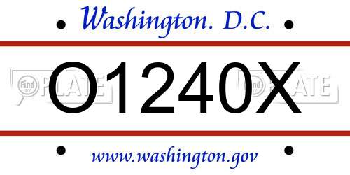 O1240X District Of Columbia License Plate