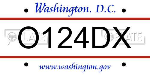 O124DX District Of Columbia License Plate