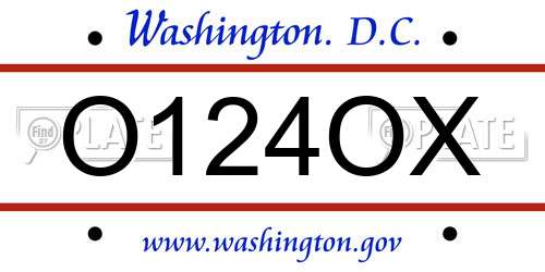 O124OX District Of Columbia License Plate