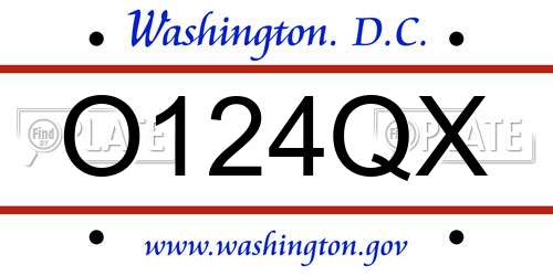 O124QX District Of Columbia License Plate