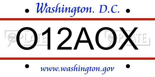O12AOX District Of Columbia License Plate