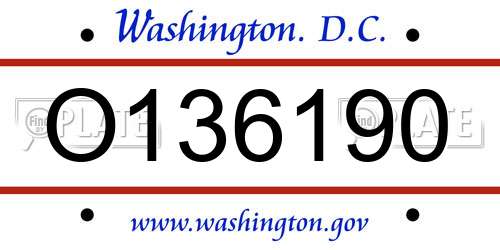 O136190 District Of Columbia License Plate