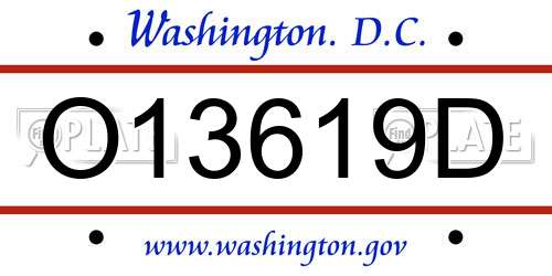 O13619D District Of Columbia License Plate